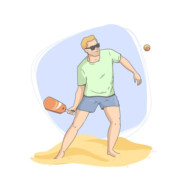 Hand drawn beach tennis illustration