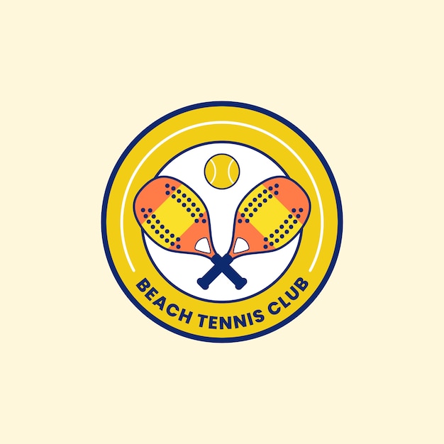 Hand drawn beach tennis logo template