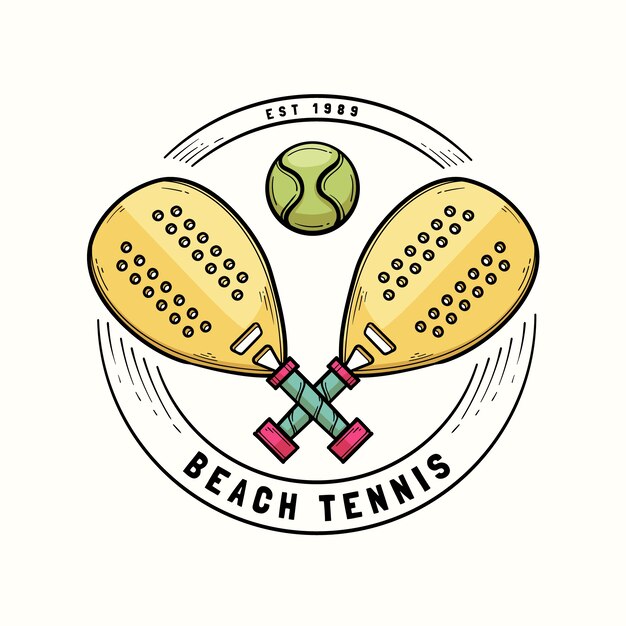 Hand drawn beach tennis logo