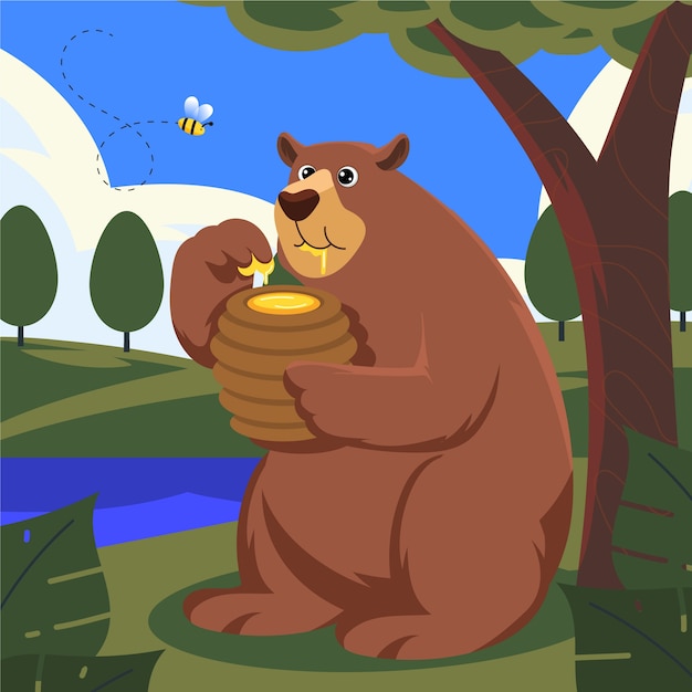 Free vector hand drawn bear cartoon illustration