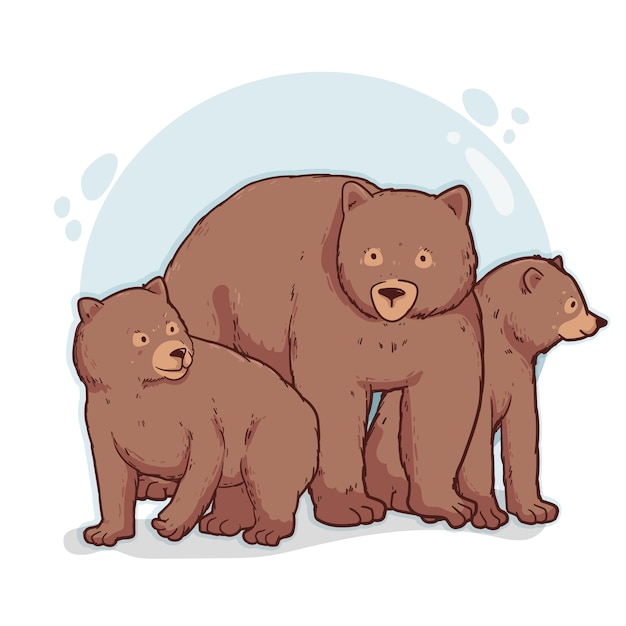 Hand drawn bear family illustration