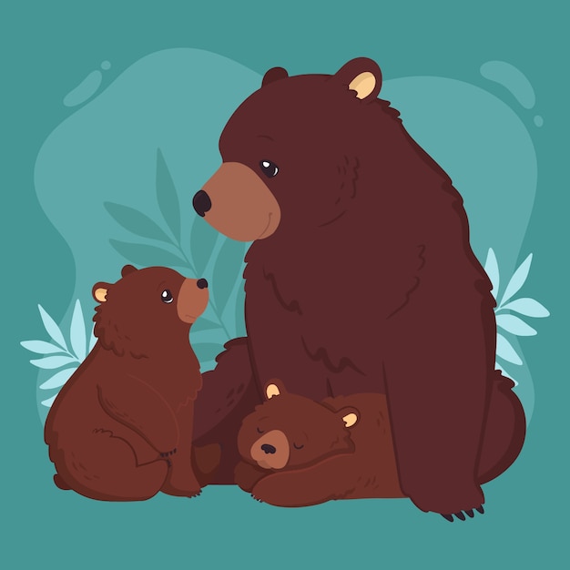 Free Vector hand drawn bear family illustration