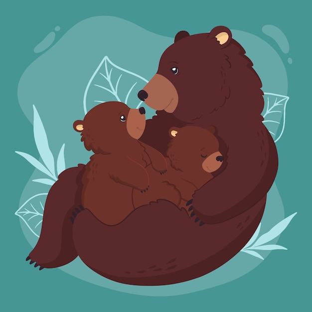 Hand drawn bear family illustration