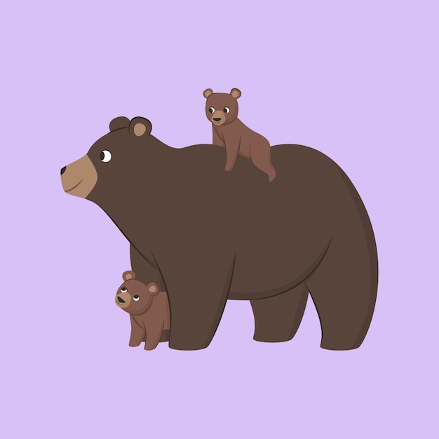 Free vector hand drawn bear family  illustration