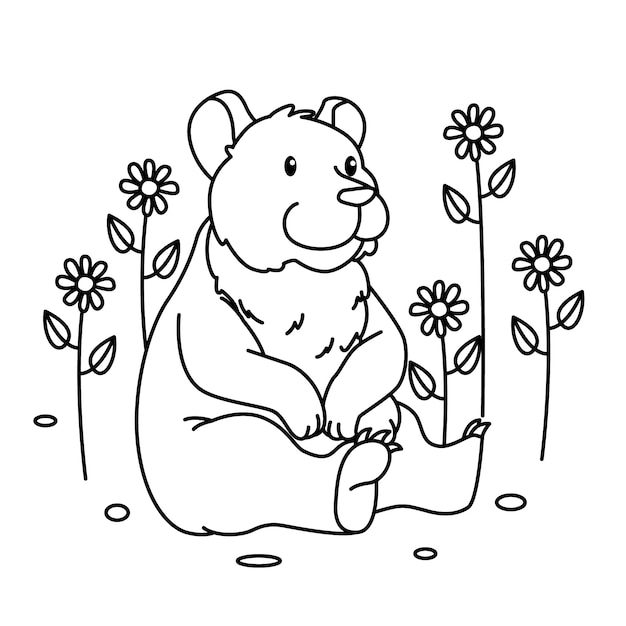 Hand drawn bear outline illustration