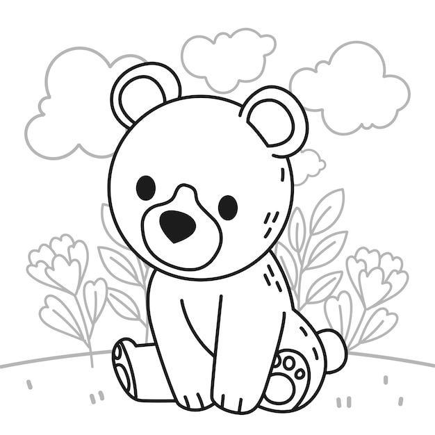 Hand drawn bear outline illustration