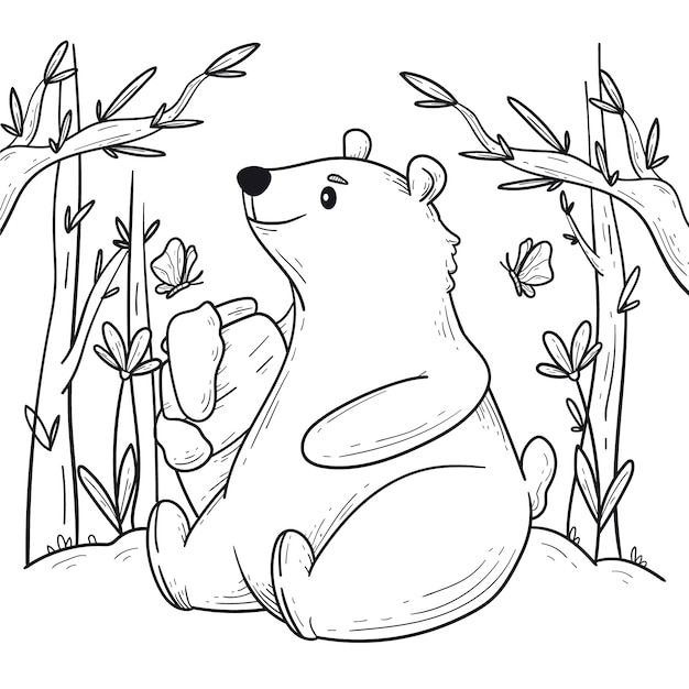 Hand drawn bear outline illustration