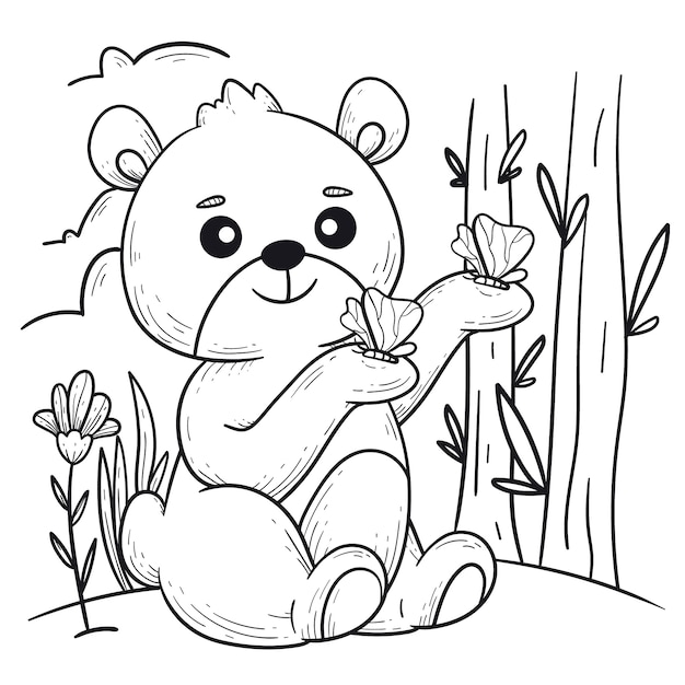 Hand drawn bear outline illustration