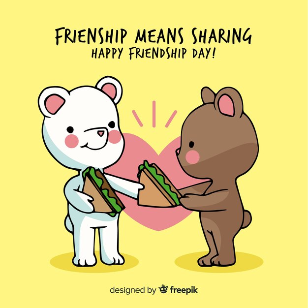 Hand drawn bears friendship day background