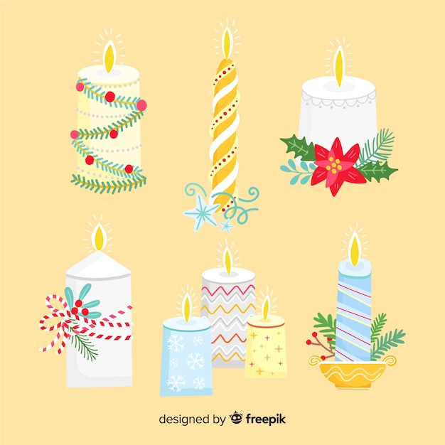 Free vector hand drawn beautiful candle collection