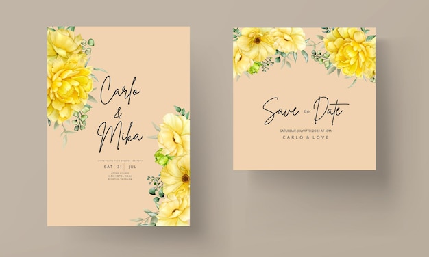 Free Vector hand drawn beautiful floral wedding invitation card set