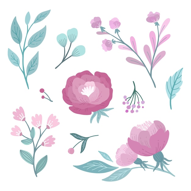 Free Vector hand drawn beautiful flowers pack