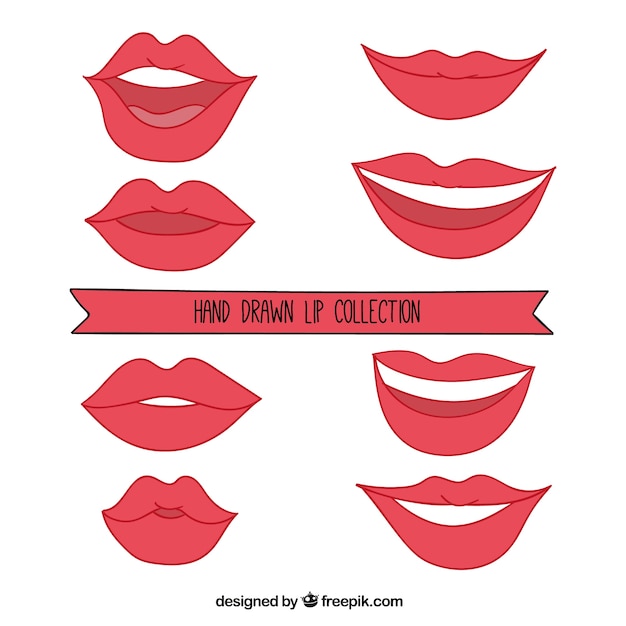 Free Vector hand-drawn beautiful lips