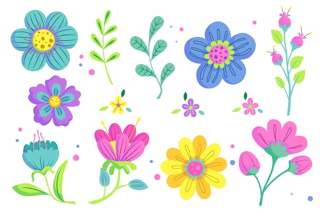 Free Vector hand drawn beautiful spring flower pack