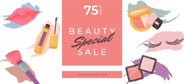 Free Vector hand drawn beauty sale banner