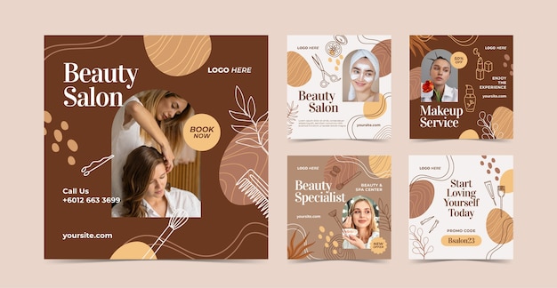 Free Vector hand drawn beauty salon instagram post