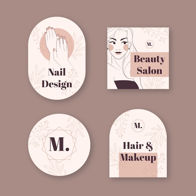 Hand drawn beauty salon labels