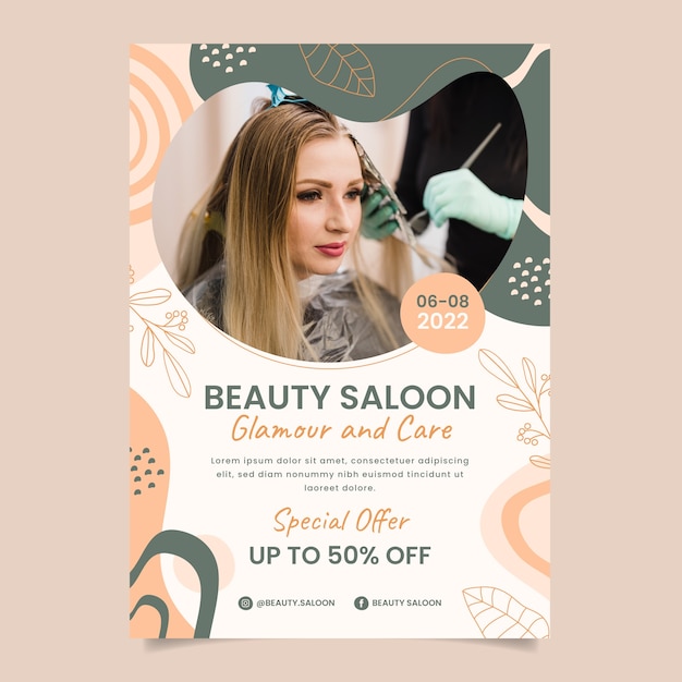 Hand drawn beauty salon template design