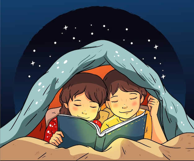 Hand drawn bedtime stories illustration