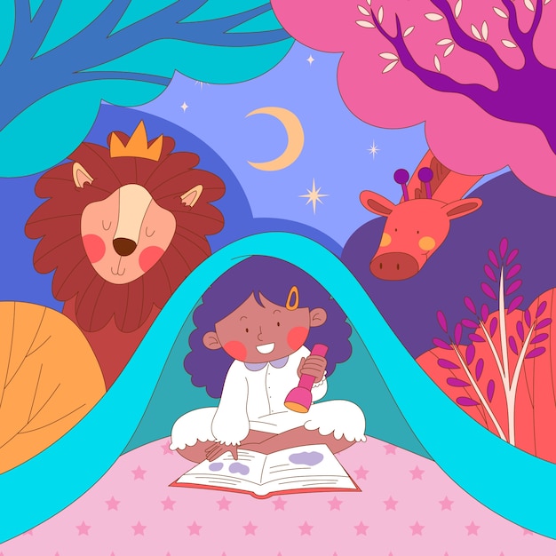 Free Vector hand drawn bedtime stories illustration