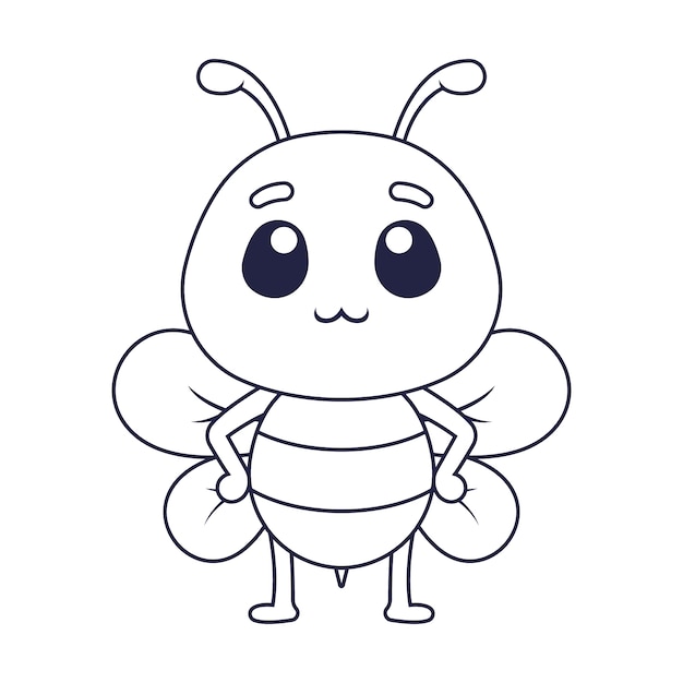 Hand drawn bee outline illustration