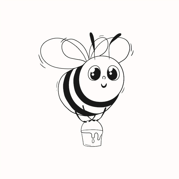 Free vector hand drawn bee outline illustration