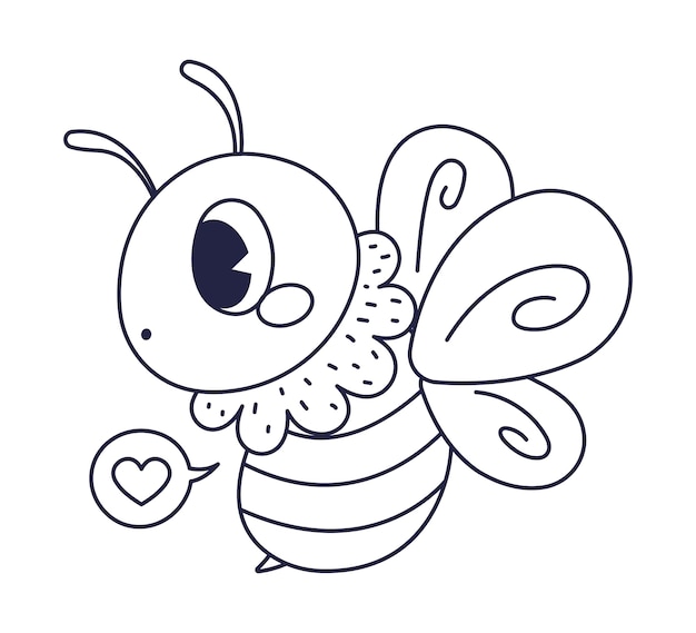 Hand drawn bee outline illustration