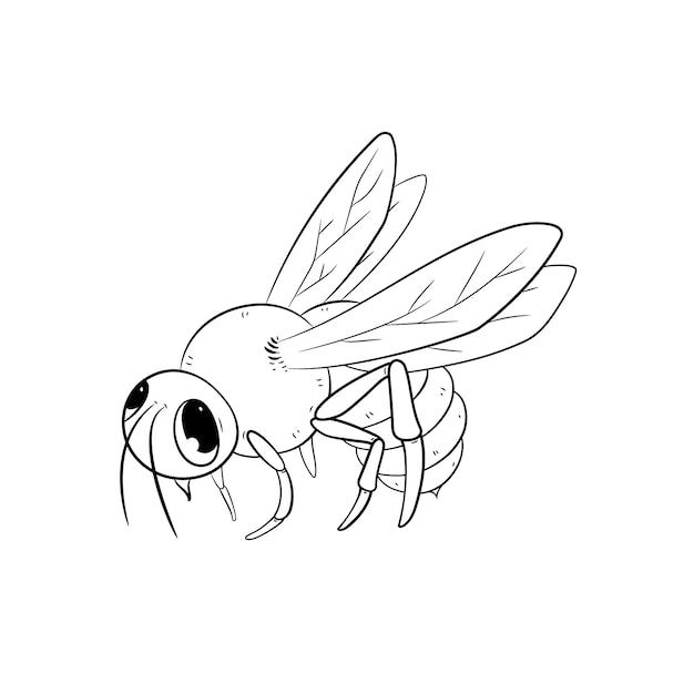 Hand drawn bee outline illustration