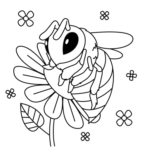 Hand drawn bee outline illustration