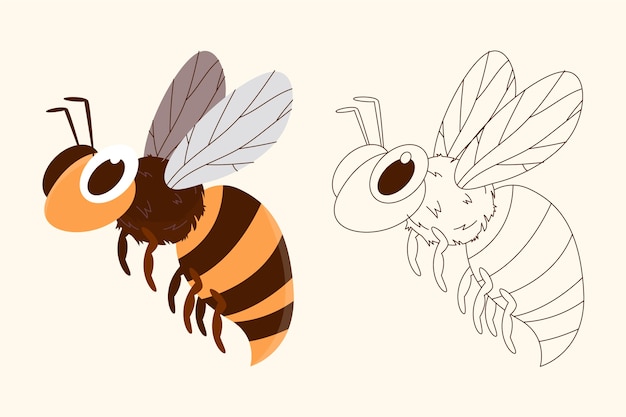 Hand drawn bee outline illustration