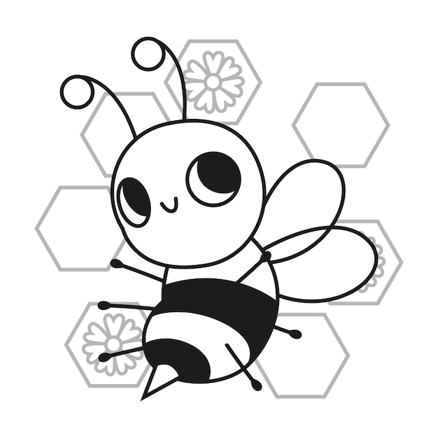 Hand drawn bee outline illustration