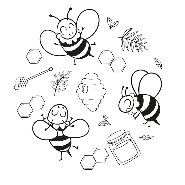 Free Vector hand drawn bee outline illustration