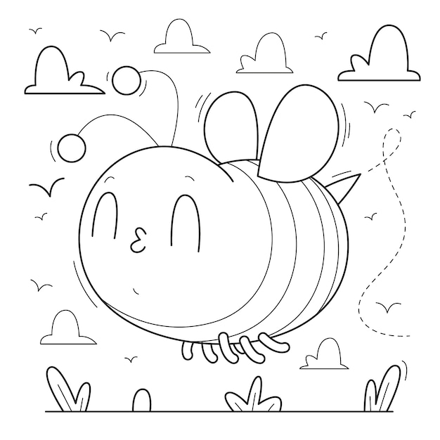 Free Vector hand drawn bee outline illustration