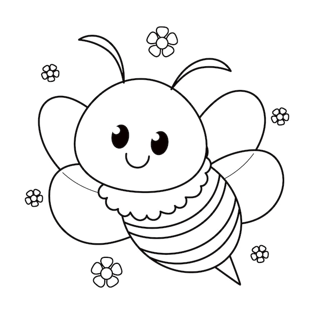 Hand drawn bee outline illustration