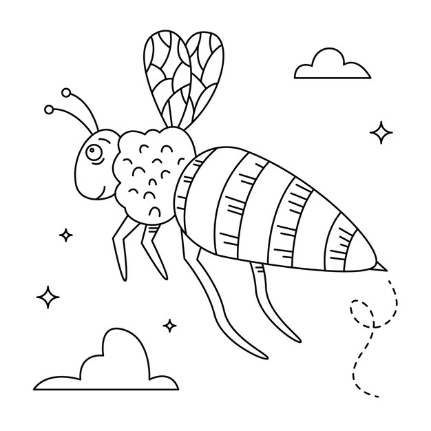 Hand drawn bee outline illustration