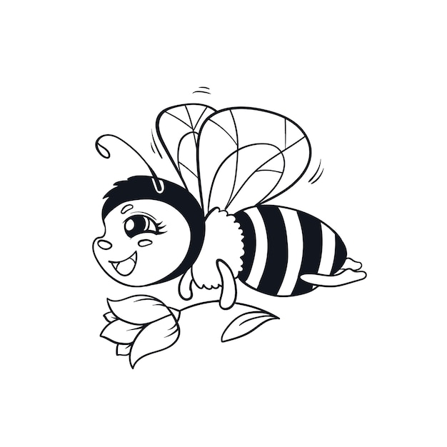 Hand drawn bee outline illustration