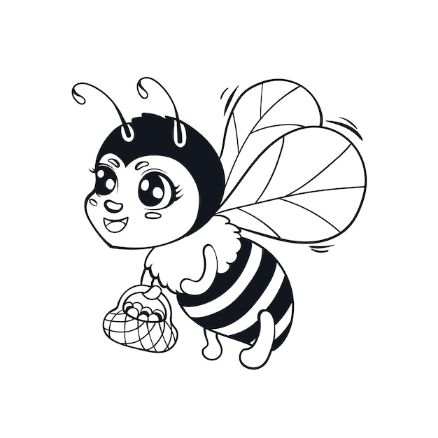 Hand drawn bee outline illustration