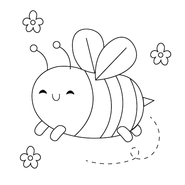 Hand drawn bee outline illustration