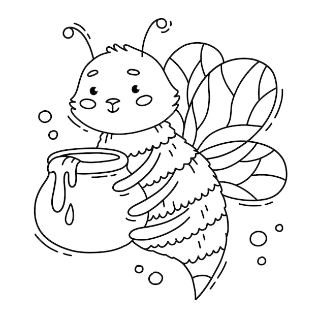 Hand drawn bee outline illustration