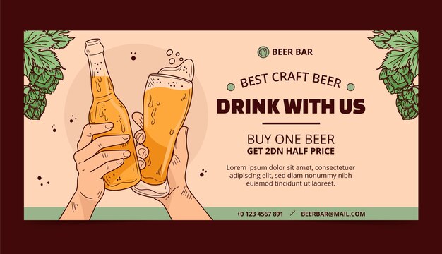 Hand drawn beer bar banner design