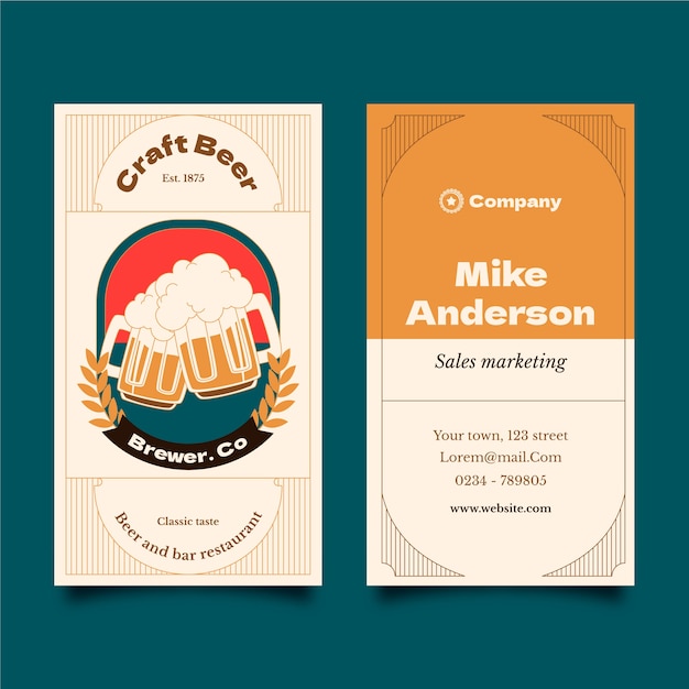 Hand drawn beer bar business card template