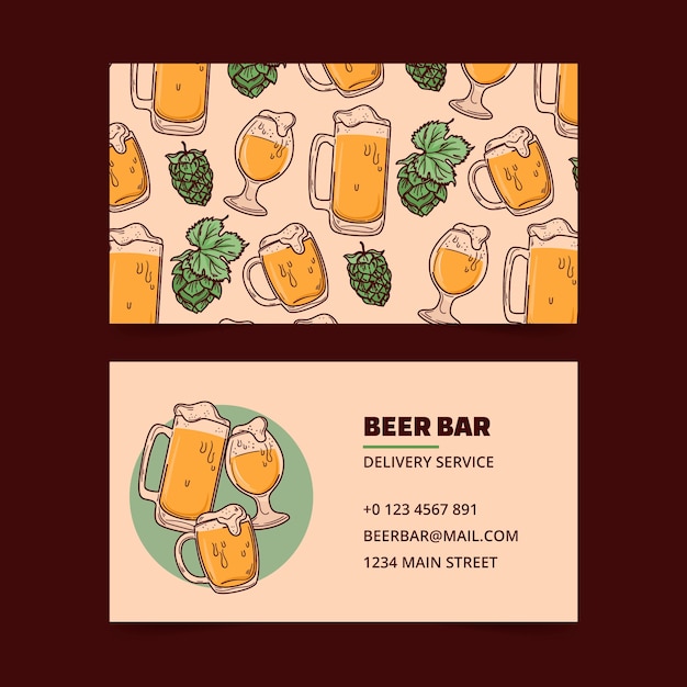 Hand drawn beer bar business card