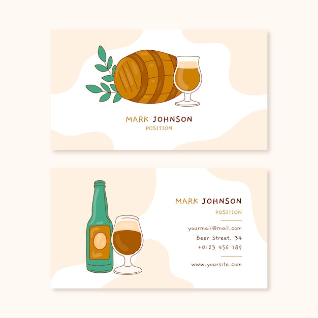 Hand drawn beer bar business card