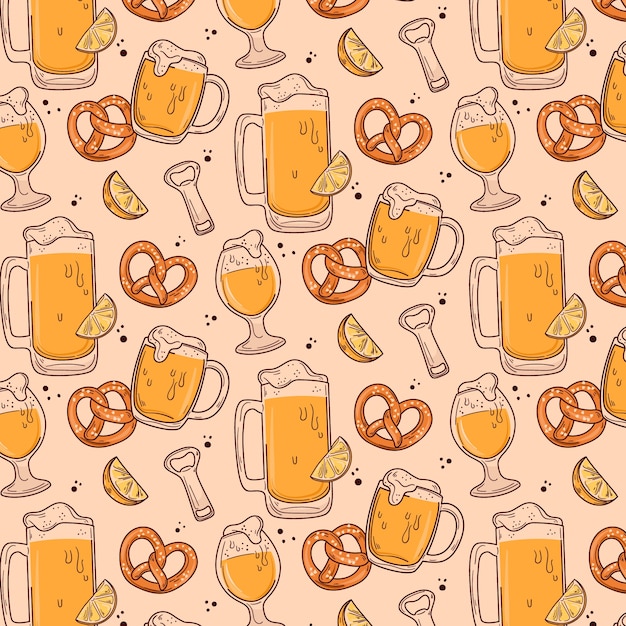 Free vector hand drawn beer bar pattern