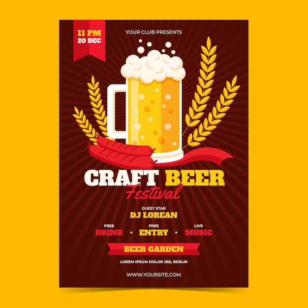 Hand drawn beer bar poster template