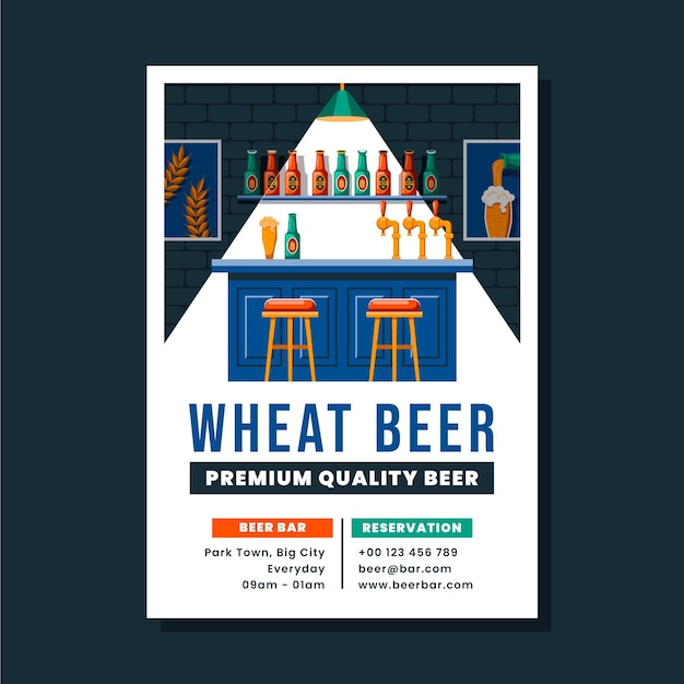 Free Vector hand drawn beer bar poster template