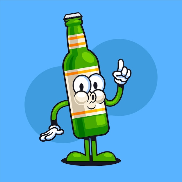 Free vector hand drawn beer bottle cartoon illustration