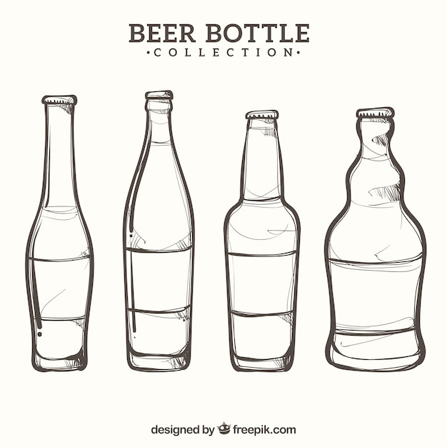 Free Vector hand drawn beer bottle collection