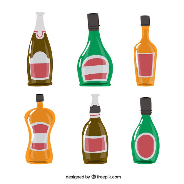 Free Vector hand drawn beer bottle collection