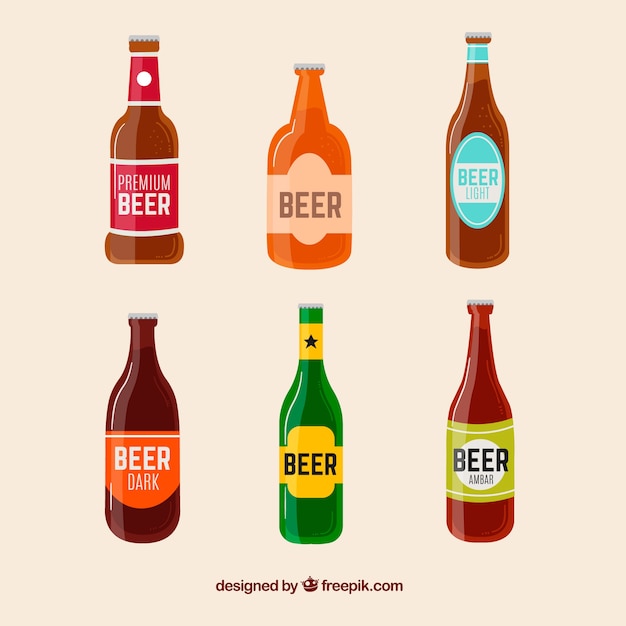 Hand drawn beer bottle collection